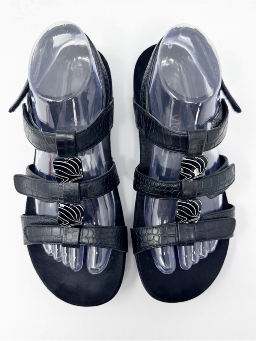 Vionic Amber Comfort Adjustable Slide Sandals Black Size 8